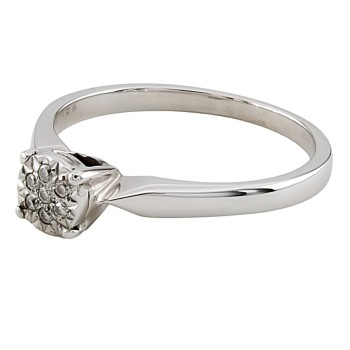 9ct white gold diamond 0.05cts Cluster Ring size N